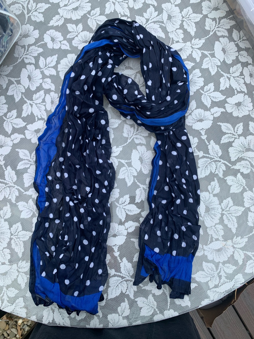 Blue and Black Polka Dot Lightweight Women's Scarf